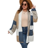 Multicolor Plus Size Colorblock Knit Cardigan - 2X thumbnail