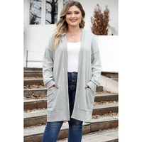 Thermal Knit Pocketed Plus Size Cardigan - 2X thumbnail