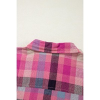 Rose Stripe Plus Size Checkered Print Button up Shirt - 4X thumbnail