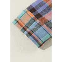 Orange Plus Size Plaid Print Buttoned Shirt - 1X thumbnail
