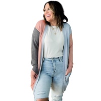Multicolor Plus Size Colorblock Pocketed Open Front Cardigan - 3X thumbnail