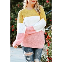 Yellow Colorblock Bubble Sleeve Plus Size Sweater - 3X thumbnail