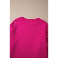 Strawberry Pink Pearled Decor Raglan Sleeve Plus Size Sweater - 2X thumbnail