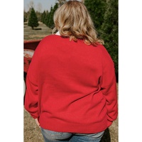 Fiery Red Merry Graphic Christmas Plus Size Sweater - 4X thumbnail