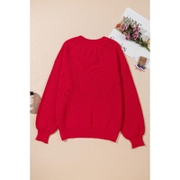 Racing Red Sparkle All The Way Tinsel Crew Neck Plus Size Sweater - 3X thumbnail
