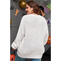White Gobble Til You Wobble Pop Up Crochet Plus Size Sweater - 4X thumbnail