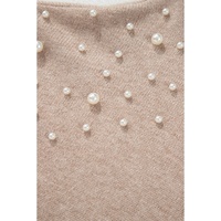 Smoke Gray Pearled Drop Shoulder Plus Size Sweater - 1X thumbnail