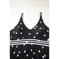 Black Polka Dot Trim V Neck Plus Size Swim Dress - 2X thumbnail