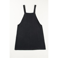 Black Solid Buttoned Straps Plus Size Overall Dress - 2X thumbnail