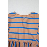 Khaki Stripe Contrast Striped Print 3/4 Sleeve Babydoll Plus Size Dress - 1X thumbnail