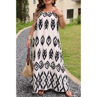 Black Plus Size Western Print Halter Maxi Dress - 1X thumbnail