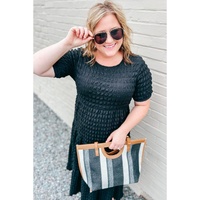 Black Plus Size Textured Tiered Short Sleeve Maxi Dress - 3X thumbnail