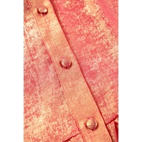 Peach Blossom Metallic Balloon Sleeve Shirt Plus Size Mini Dress - 1X thumbnail