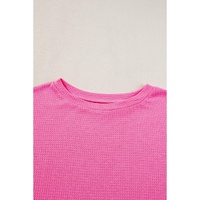 Rose Red Solid Waffle Knit Plus Size Two Piece Set - 1X thumbnail