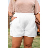 White Bow Decor Pockets Plus Size Shorts - 4X thumbnail