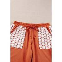 Azura Exchange Gold Flame Plus Size Floral Crochet Patch Drawstring Wide Leg Pants - 3X thumbnail