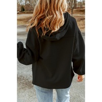 Black Plus Size Bishop Sleeve Zip Up Hooded Jacket - 3X thumbnail
