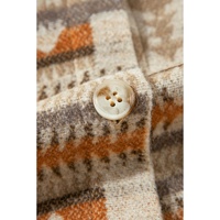 White Aztec Geometric Print Pockets Plus Size Jacket - 1X thumbnail