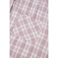 Bonbon Plaid Print Drawstring Hooded Button-up Plus Size Shirt - 3X thumbnail