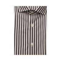 Bagutta Men's Classic Brown Cotton French Collar Shirt - XL thumbnail