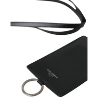 Dolce & Gabbana Men's Black Calf Leather Lanyard Logo Card Holder  Wallet - One Size thumbnail