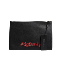 Dolce & Gabbana Women's Black #DGFamily Embellished Leather Clutch Bag - One Size thumbnail