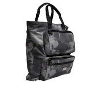 Dolce & Gabbana Men's Gray Camo Cotton Multiple Compartts Tote Bag - One Size thumbnail