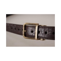 Dolce & Gabbana Men's Brown Calf Leather Vintage Logo Metal Buckle Belt - 95 cm thumbnail