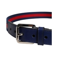 Dolce & Gabbana Men's Blue Cotton Leather Printed Metal Buckle Belt - 85 cm thumbnail