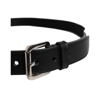Dolce & Gabbana Men's Black White Printed Metal Logo Buckle Belt - 100 cm thumbnail