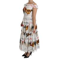 100% Authentic Dolce & Gabbana Sheath Midi Dress with Rooster Print 38 IT Women thumbnail