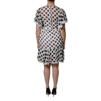 Dolce & Gabbana Women's White Polka Dotted Silk Blend A-line Dress - 36 IT thumbnail