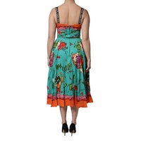 Dolce & Gabbana Women's Multicolor Printed Silk Sleeveless Midi Dress - 46 IT thumbnail