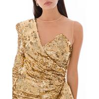 Sequined Gold Dress with Flake Detail and Back Zip Closure 40 IT Women thumbnail