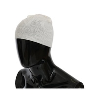 Costume National Men's Beanie White Wool Blend Branded Hat - One Size thumbnail