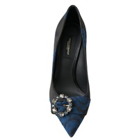 Dolce & Gabbana Women's Blue Floral Ayers Crystal Pumps Shoes - 37 EU thumbnail
