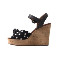 Dolce & Gabbana Women's Black  Wedges Polka Dotted Ankle Strap Shoes Sandals - 37.5 EU thumbnail
