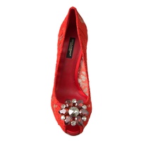 Dolce & Gabbana Women's Red Taormina Lace Crystal Heels Pumps Shoes - 36 EU thumbnail