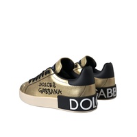 Dolce & Gabbana Women's Gold Portofino Calf Leather Sneakers  Shoes - 36 EU thumbnail