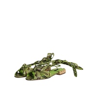 Dolce & Gabbana Women's Green Animal Print Ankle Wrap Sandals Shoes - 36.5 EU thumbnail