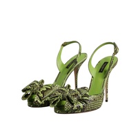 Dolce & Gabbana Women's Green Python Leather Heels Sandals Shoes - 40 EU thumbnail