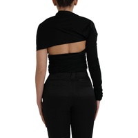 Dolce & Gabbana Women's Black Wool Cutout Asymmetric Long Sleeve Top - 36 IT thumbnail