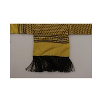 Dolce & Gabbana Men's Yellow Patterned Silk Neck Wrap Fringe Scarf - One Size thumbnail