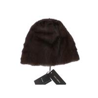 Gorgeous Dolce & Gabbana Brown Weasel Fur Beanie with Gray Cashmere Lining 57 cm Women thumbnail
