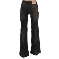 Mid Waist Flared Denim Casual Pants with Logo Details W26 US Women thumbnail