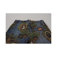 Dolce & Gabbana Men's Blue Medal Print Slim Fit Cotton Jeans - 46 IT thumbnail