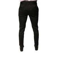 Dolce & Gabbana Men's Black Brocade Polyester Skinny  Dress Pants - 44 IT thumbnail