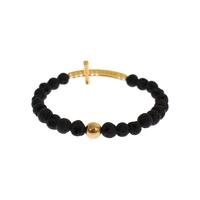NIALAYA Gold Plated Sterling Silver Bracelet with CZ Diamond Cross XS Women thumbnail