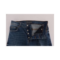 Frankie Morello Men's Blue Wash Torn Dunfermile Slim Fit Jeans - W36 US thumbnail