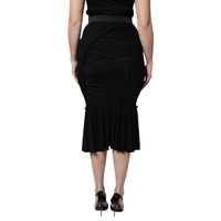 Dolce & Gabbana Women's Black Mermaid Cut High Waist Midi Skirt - 40 IT thumbnail